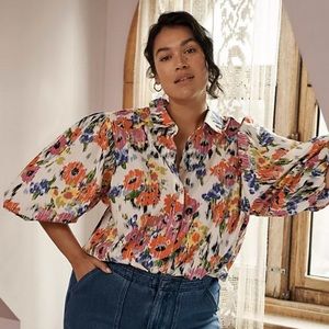 Anthropologie Maeve Rachael Floral Buttondown